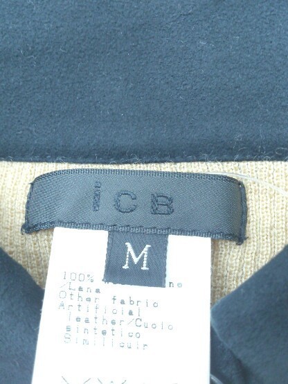 ◇ iCB アイシービー ウール リブ ニット 長袖 セーター シャツ サイズM ブラウン ブラック レディース 1002800991013_画像3