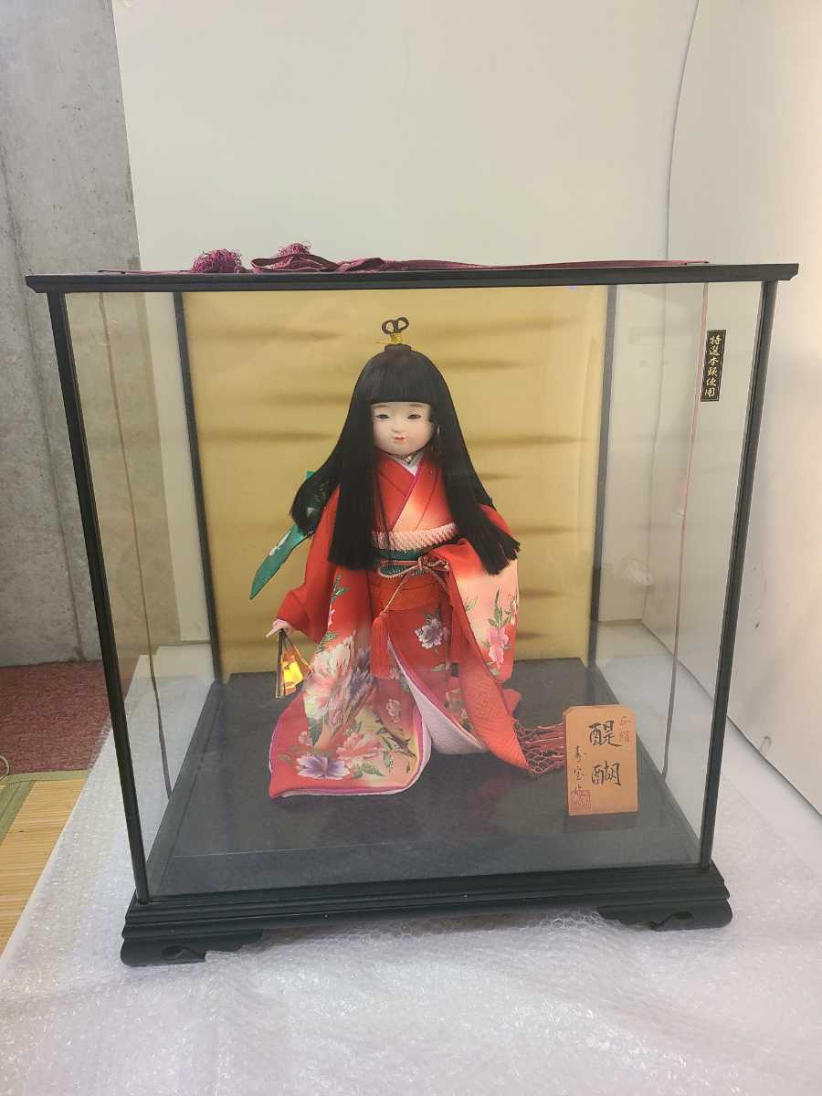 匠絹　『 醍醐 』市松人形 日本人形 雛人形 寿宝作 昭和レトロ 台付き 箱付き 人形高さ　約41cm アンティーク