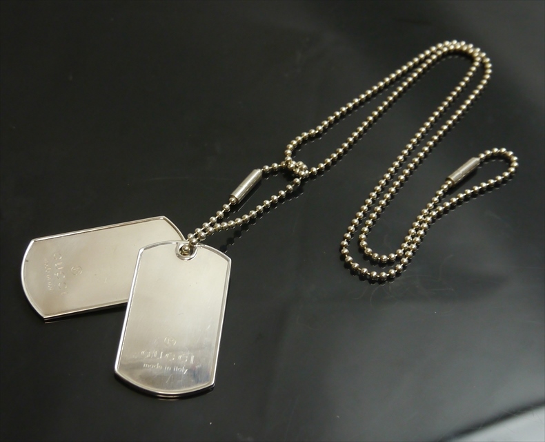 極上品 グッチ ネックレス ドックタグ プレート シルバー925 メンズ