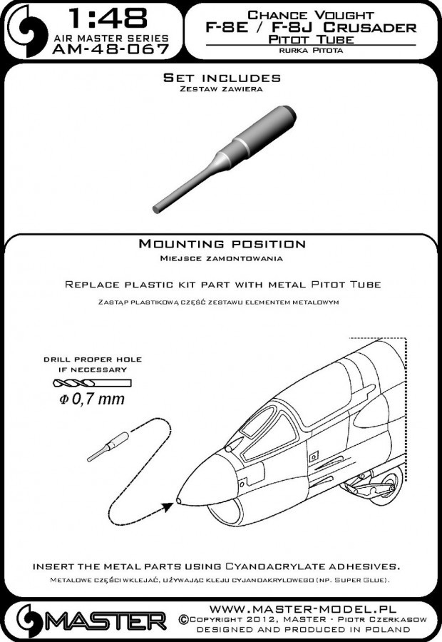 1/48 マスター 48067 Vought F-8E/F-8J Crusader - Pitot Tube F-8E/J 用ピトー管（ハセガワ用）の画像5