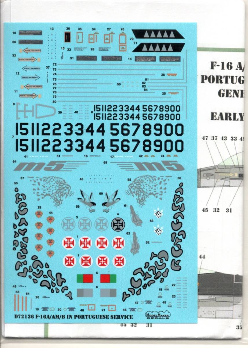 1/72Model Maker Decals D72136 Lockheed-Martin F-16A/AM/B/BM in Portuquese service - generic set [F-16A/F-16AM/F-16B/F-16BM_画像2