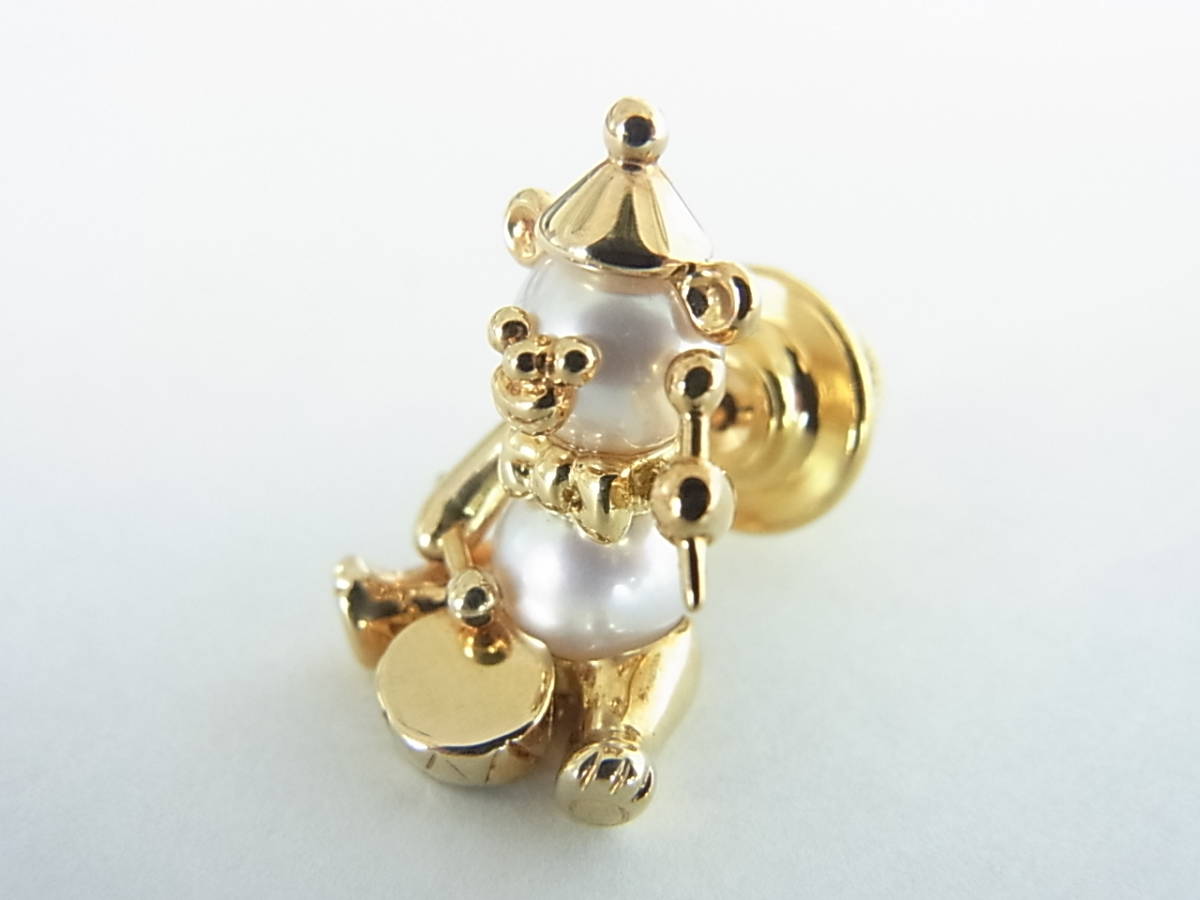 美品 ミキモト MIKIMOTO クマ ピンブローチ イエローゴールド