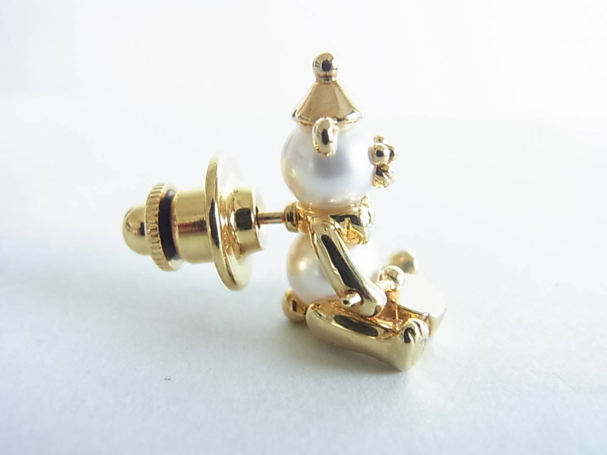 美品 ミキモト MIKIMOTO クマ ピンブローチ イエローゴールド