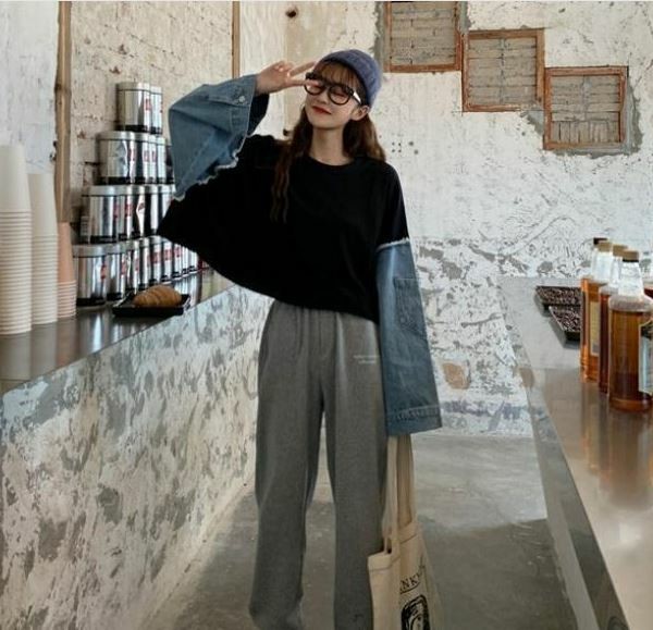 Paypayフリマ デニム袖 黒 レディース ゆったり 韓国人気 インスタ映え Paypayフリマ デニム袖 黒 レディース ゆったり 韓国人気 インスタ映え