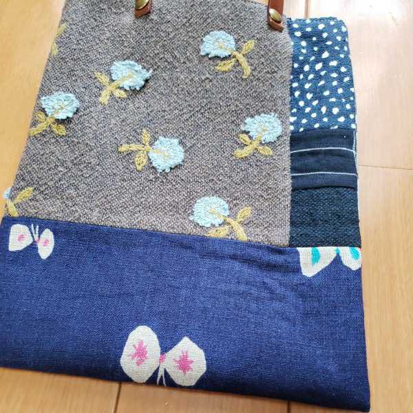 ハンドメイド♪ミニバッグmina perhonen 本革　18センチ×24㎝　即決③skip　御朱印帳_画像3