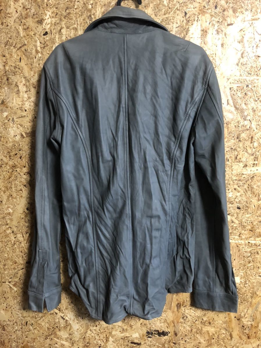 中古 L AKM レザーシャツ シワ加工 グレー | yachaqs.com