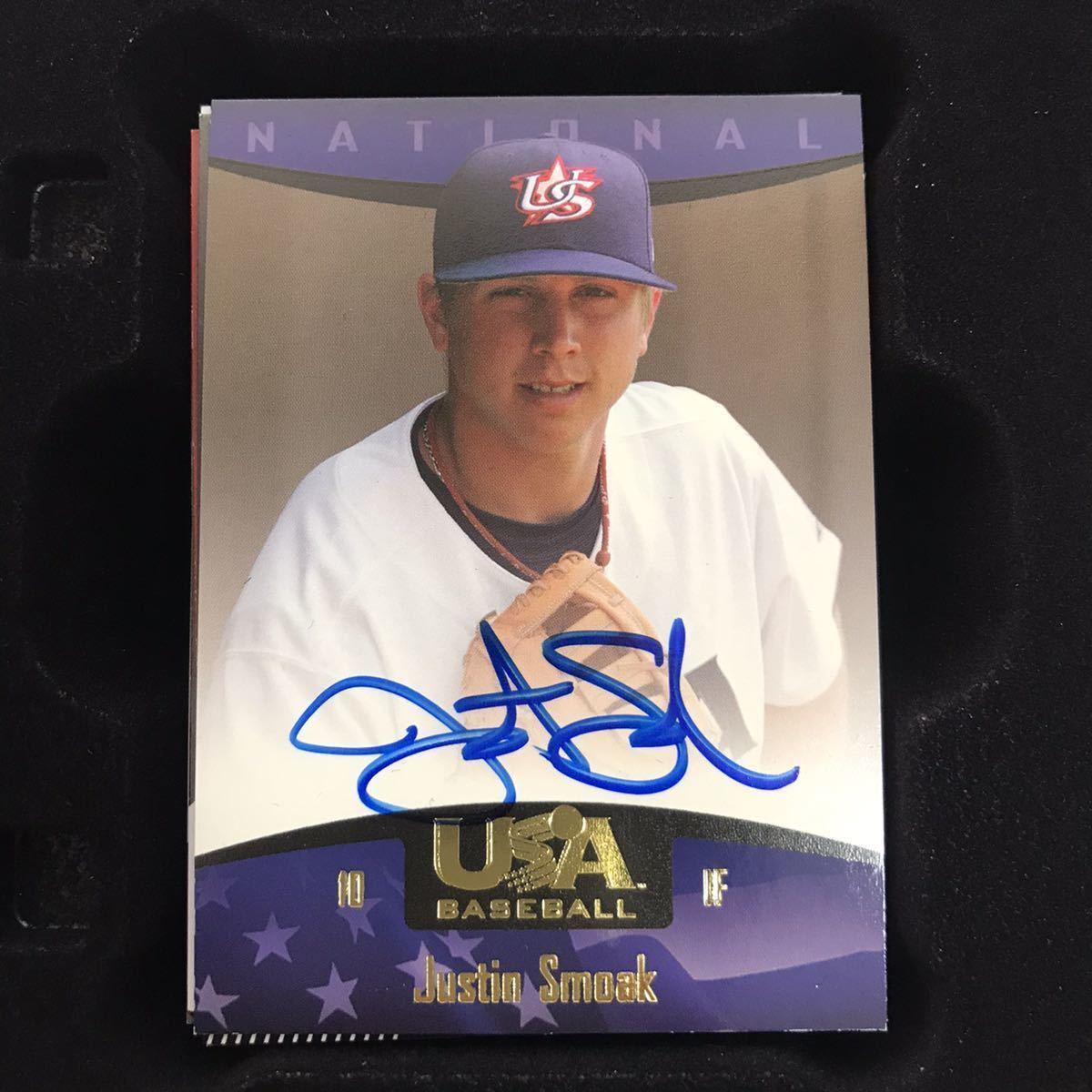 [スモーク(Justin Smoak)] 直筆サイン[UD 2007-2008 USA baseball national](実使用 auto autograph ジャージ)読売ジャイアンツ 巨人