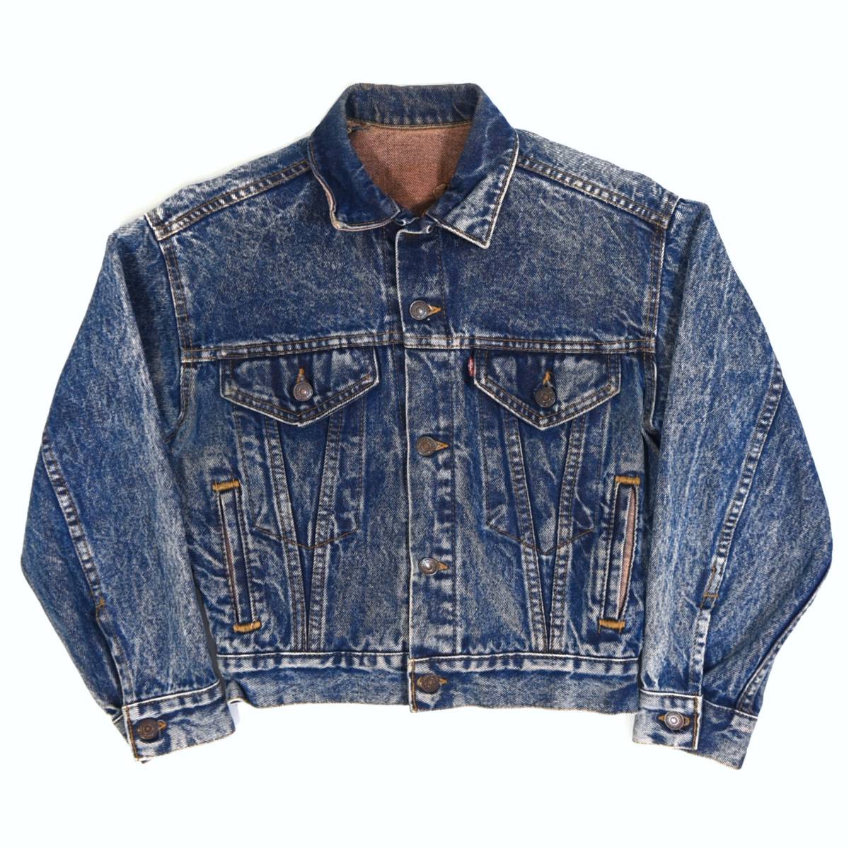 レア USA製 1988 LEVI'S 57514 Denim jacket Kid's M Indigo×Orange ヴィンテージリーバイス デニムジャケットジージャン キッズ オレンジ