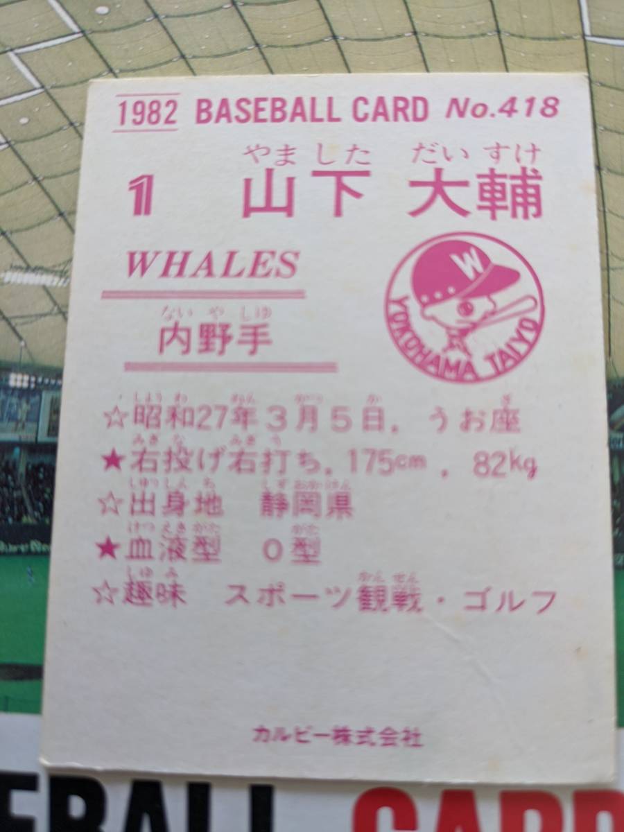 1982年 カルビー プロ野球カード 大洋 山下大輔 No.418_画像2