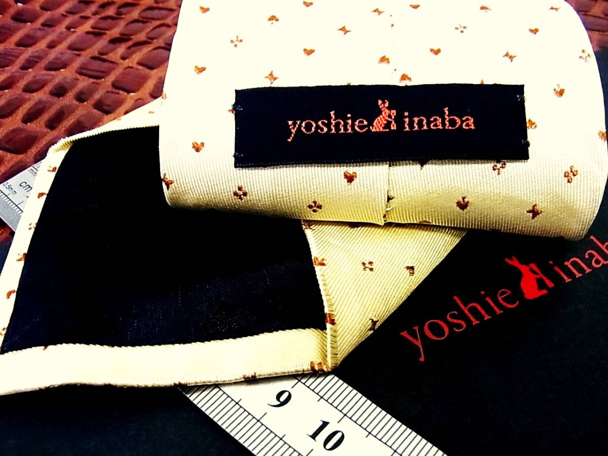 E389Y●在庫処分SALE●【稲葉 賀恵】ヨシエ イナバ「刺繍・トランプ・ダイヤ・ハート・スペード・クローバー」ネクタイ_画像2