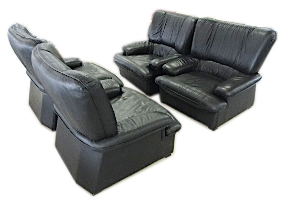  direct pickup limitation reception sofa 4 legs set / 1 seater . high back sofa 1P chair leather trim leather black black 