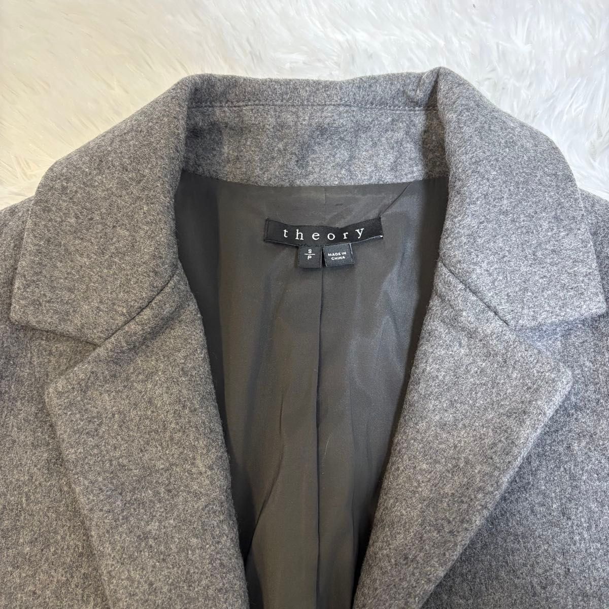 Theory セオリー カシミヤ混 ウール チェスターコート グレー S ロング