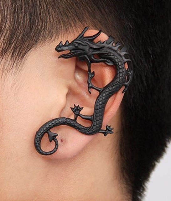 片耳用 ドラゴン 龍 イヤー カフ フェイク ピアス イヤリング アクセサリー メンズ コスプレ 黒 片耳用 ドラゴン 龍 イヤー カフ フェイク ピアス イヤリング アクセサリー メンズ コスプレ 黒