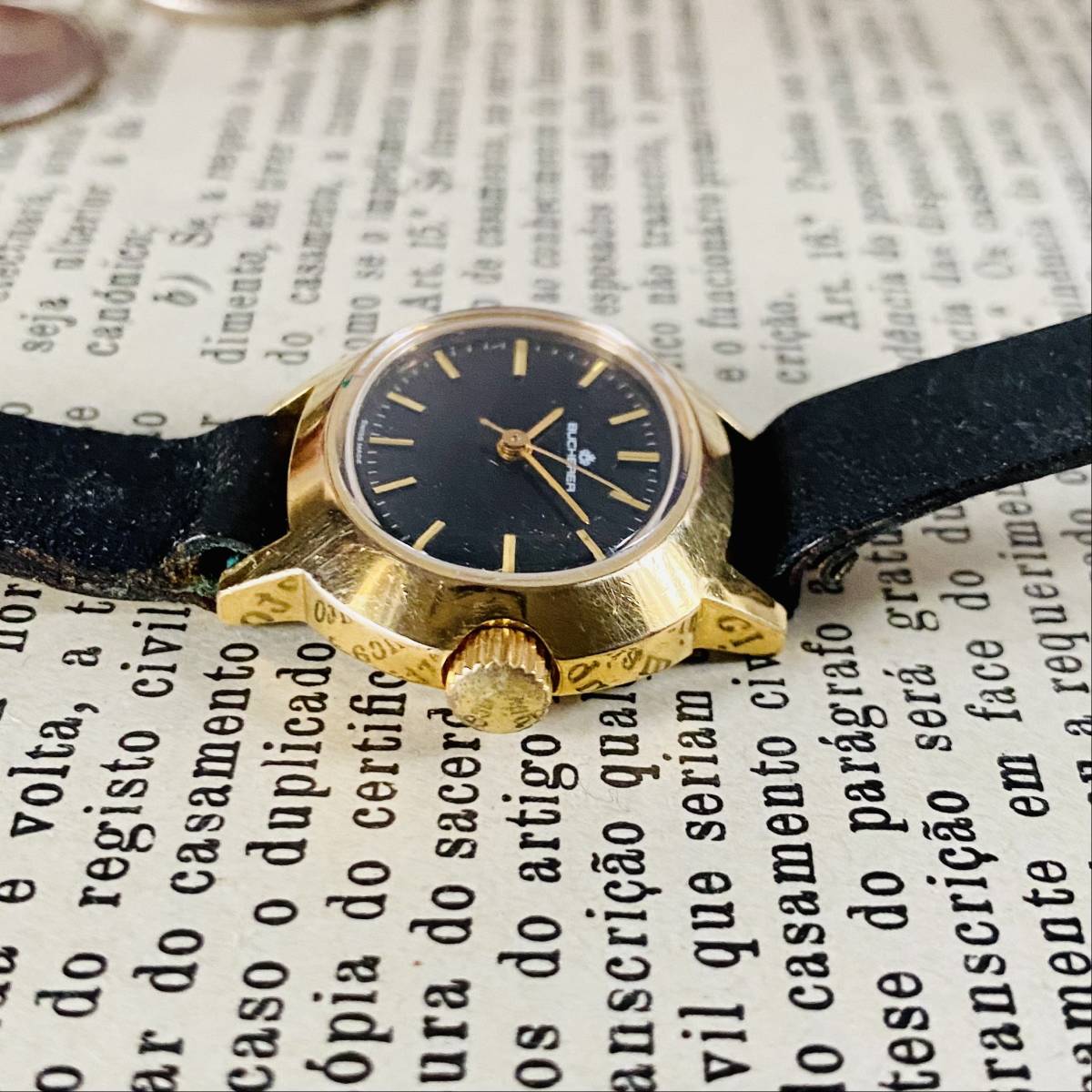 [ высококлассный часы b лопатка ]Bucherer механический завод наручные часы женский Vintage браслет коктейль часы crystal 