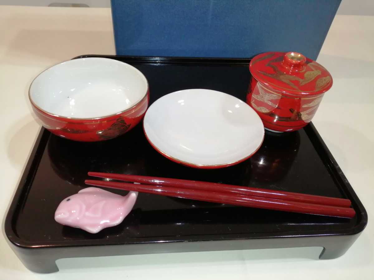  high class Kutani / Eiraku weaning ceremony Okuizome festival . serving tray tableware (Y152)
