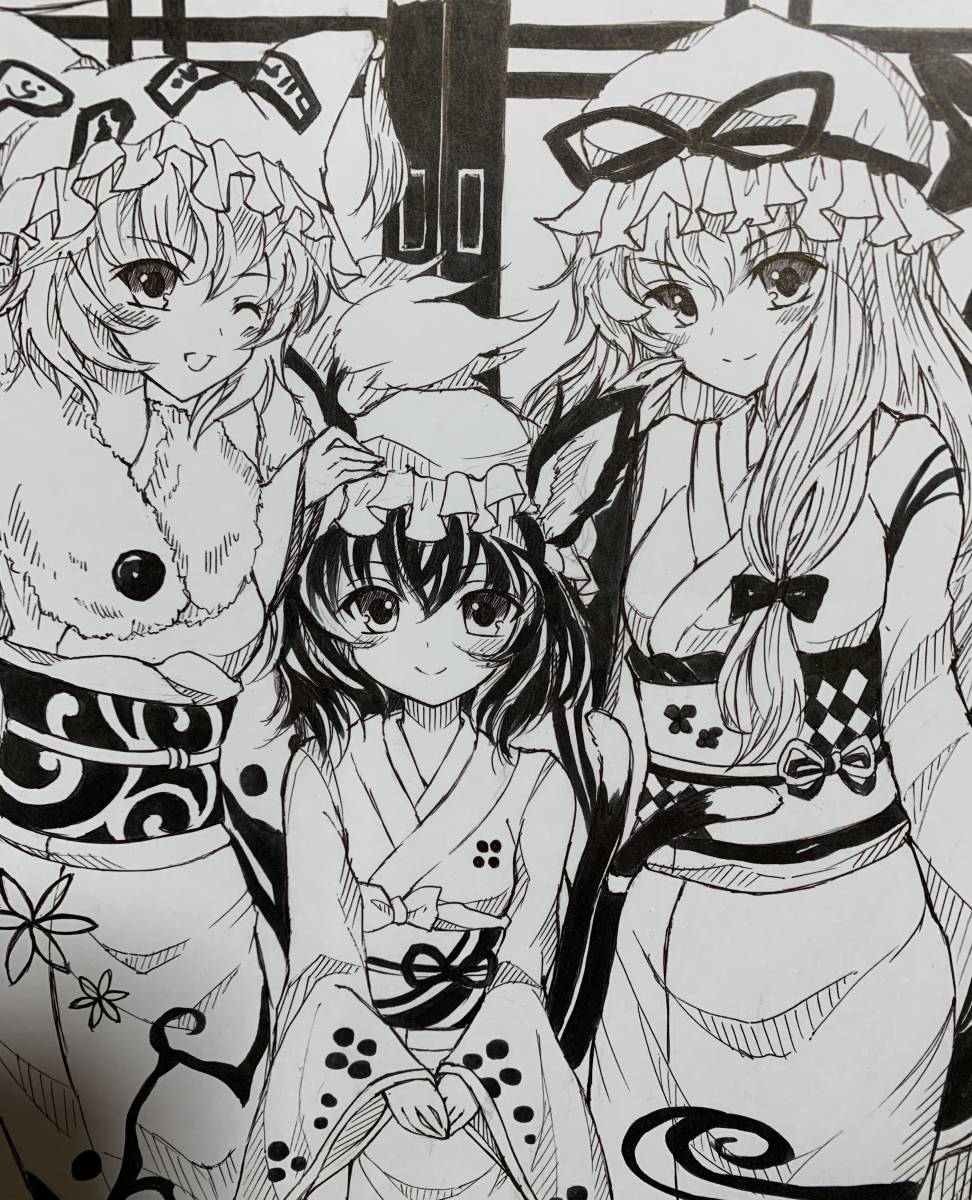 セール日本 東方project 東方同人 手描き 直筆イラスト 特大サイズ