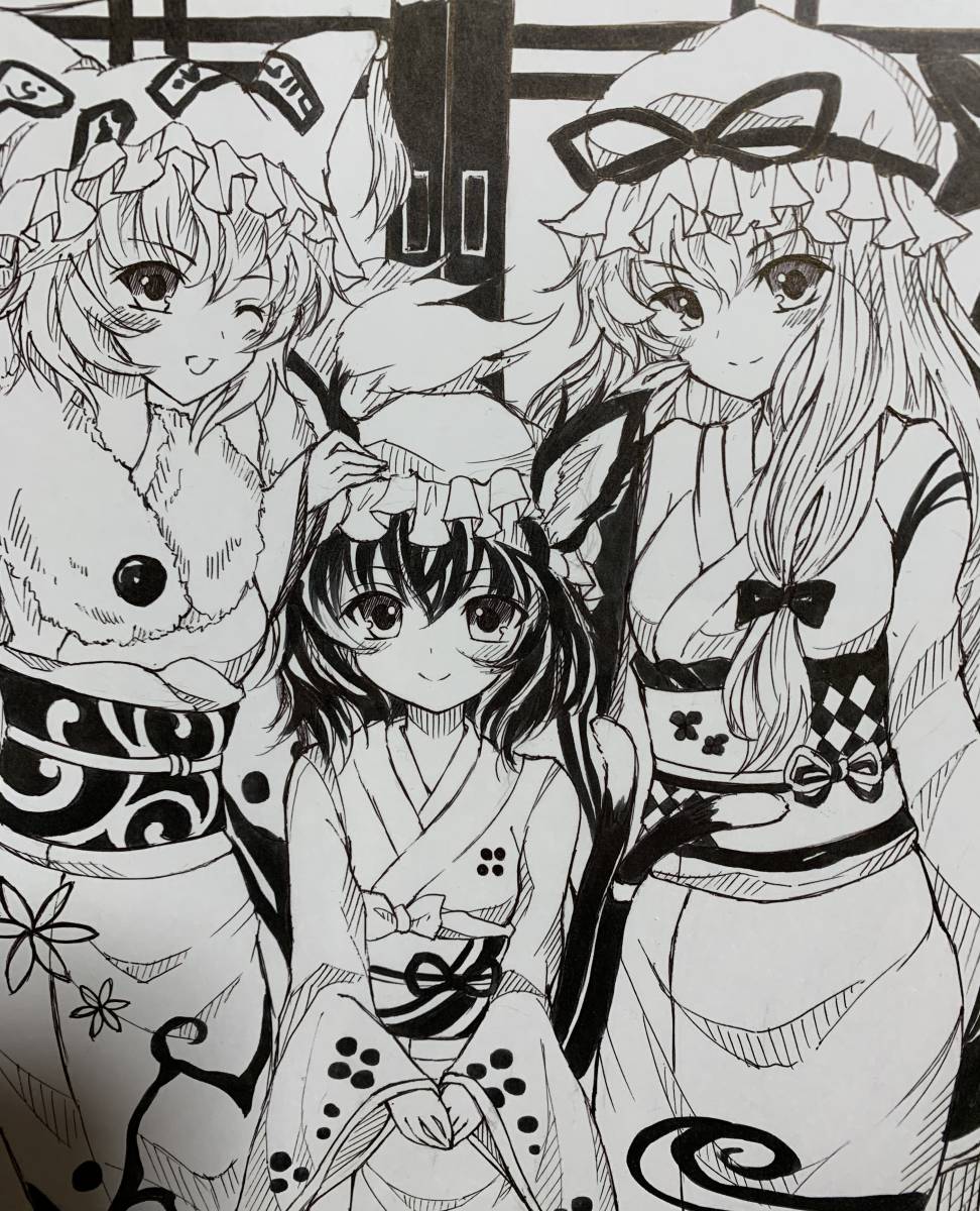 ヤフオク 東方project 東方同人 手描き 直筆イラスト 特大