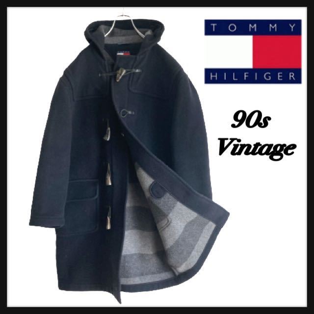 【レア】90s TOMMY HILFIGER トミー ヒルフィガー ダッフルコート 裏地ボーダー フラッグタグ ビンテージ_画像1