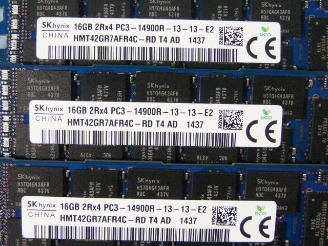 1JGO //16GB 12枚セット計192GB DDR3-1866 PC3-14900R Registered RDIMM 2Rx4 HMT42GR7AFR4C-RD(712383-081)//HP ProLiant DL380p Gen8取外_画像3