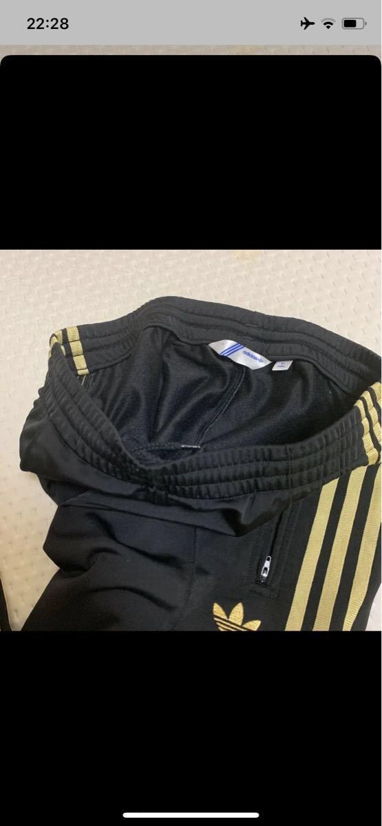 adidas アディダスオリジナルス　トラックパンツ　黒金