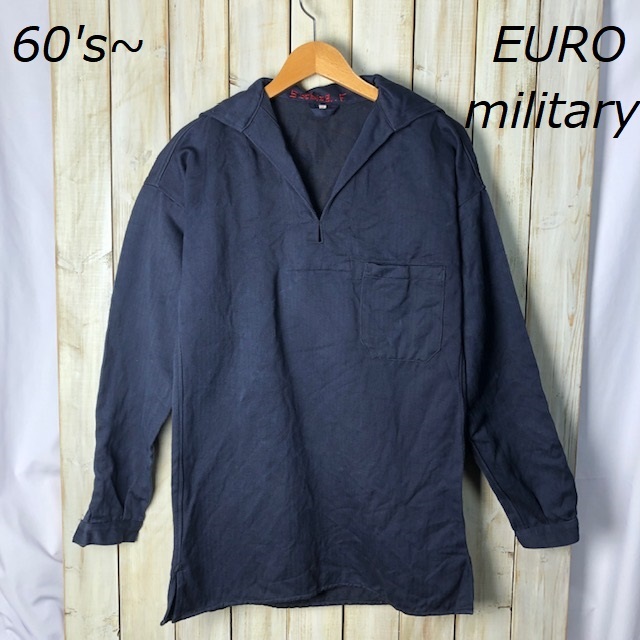 スペイン軍 実物 60s～70s 厚手ヘリンボーン セーラーシャツ 46
