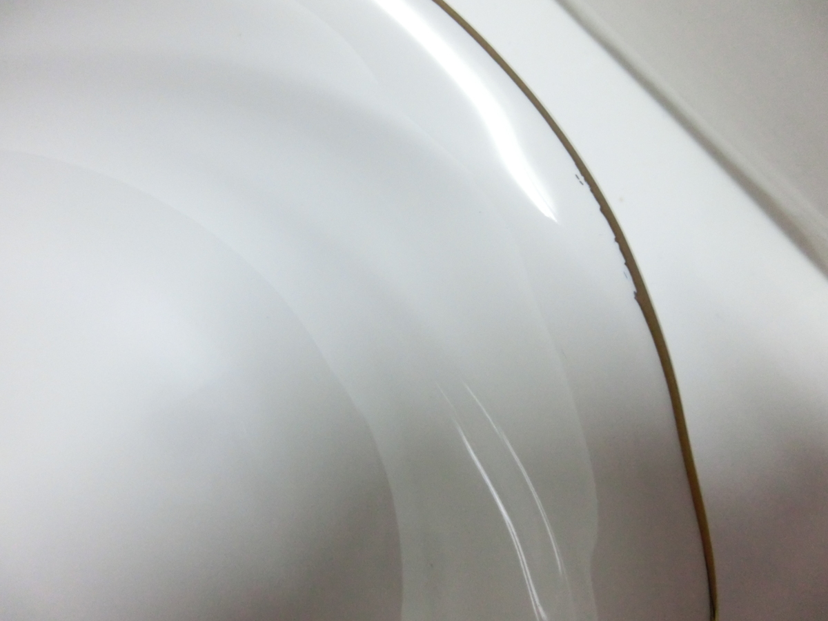 ●白皿　ゴールドライン　大皿　5枚セット　電子レンジ対応　洋食　楕円　カレー皿　食器　セット　未使用品_画像5