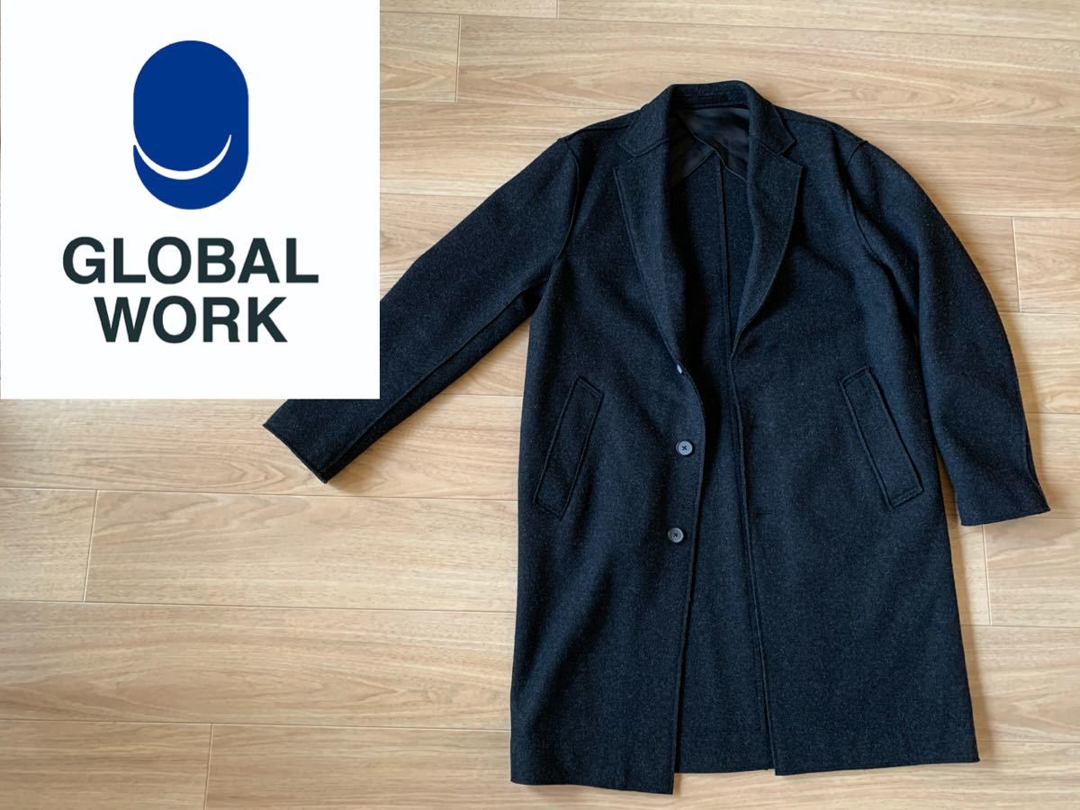Paypayフリマ Global Work ウール チェスターコート ブラック Paypayフリマ Global Work ウール チェスターコート ブラック