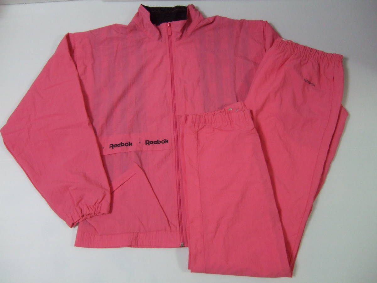 メンズ　ビンテージ 台湾製 80s Reebok リーボック ピンク　大きい　 80年代 トレーニング ウェア　上下　Lサイズ 　ビッグ