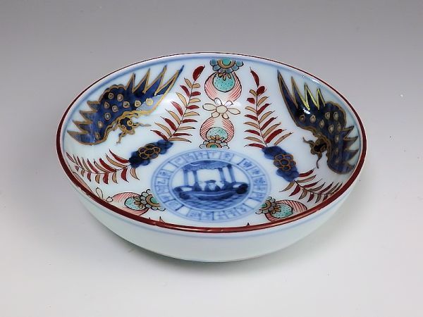 Yppa-250 古伊万里 染錦 龍に赤壁の賦図 4寸皿 5枚 | bioimune.com.br