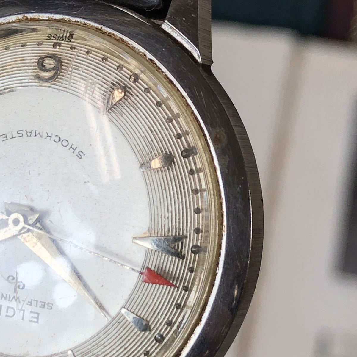 ELGIN エルジン 腕時計 機械式 手巻き SELF WINDING SHOCK MASTER 3針 SWISS ビンテージ 稼動品 W1494_画像9