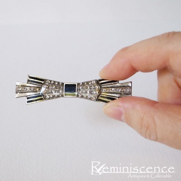 【ハンサムで小粋なアールデコ】ヴィンテージ フランス ブローチ アクセサリー リボン◆◆Vintage Art Deco Style Ribbon Brooch◆_画像9