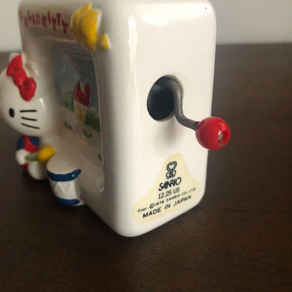  rare * Hello Kitty *1976 year that time thing ceramics mascot attaching manually operated music box made in Japan antique Showa Retro old Sanrio Logo Sanrio 