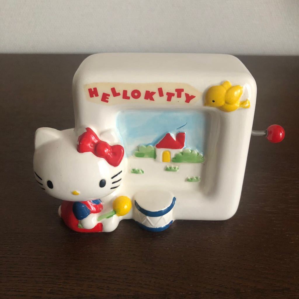  rare * Hello Kitty *1976 year that time thing ceramics mascot attaching manually operated music box made in Japan antique Showa Retro old Sanrio Logo Sanrio 