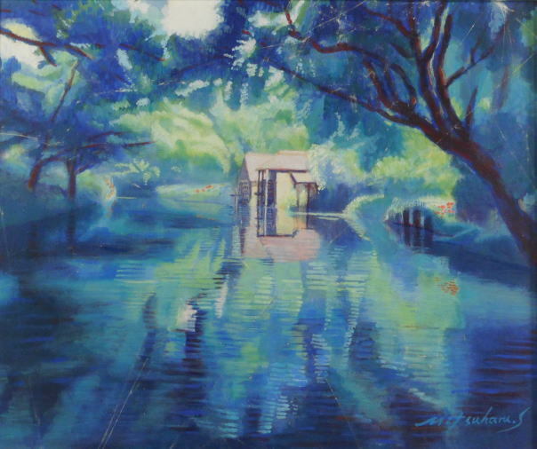 ヤフオク 齋藤光晴 水車小屋のある風景 ヤフオク 齋藤光晴 水車小屋のある風景