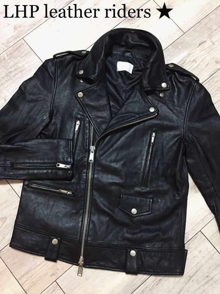 正規 LHP lamb leather riders jacket size M black エルエイチピー ラムレザー ダブルライダースジャケット シープスキン 黒 羊革★_画像1