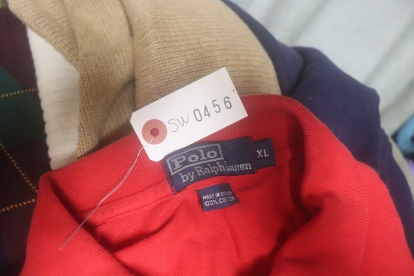 【SW-0456】ラルフローレン　　鹿ノ子ポロシャツ　長袖（XL）赤【中古良品】_画像3