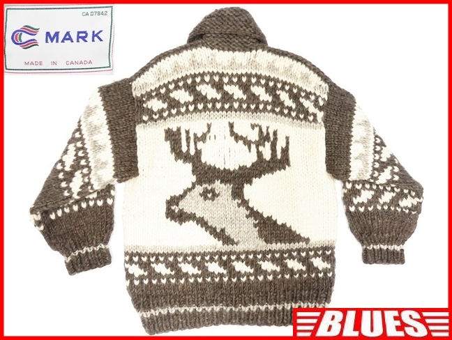 【セール 登場から人気沸騰】 MARK カナダ製 即決 メンズL位 ディア|Yahoo!フリマ(旧PayPayフリマ) メープルボタン カーディガン ウールジャケット セーター ニット 鹿柄 マーク カウチンセーター トップス