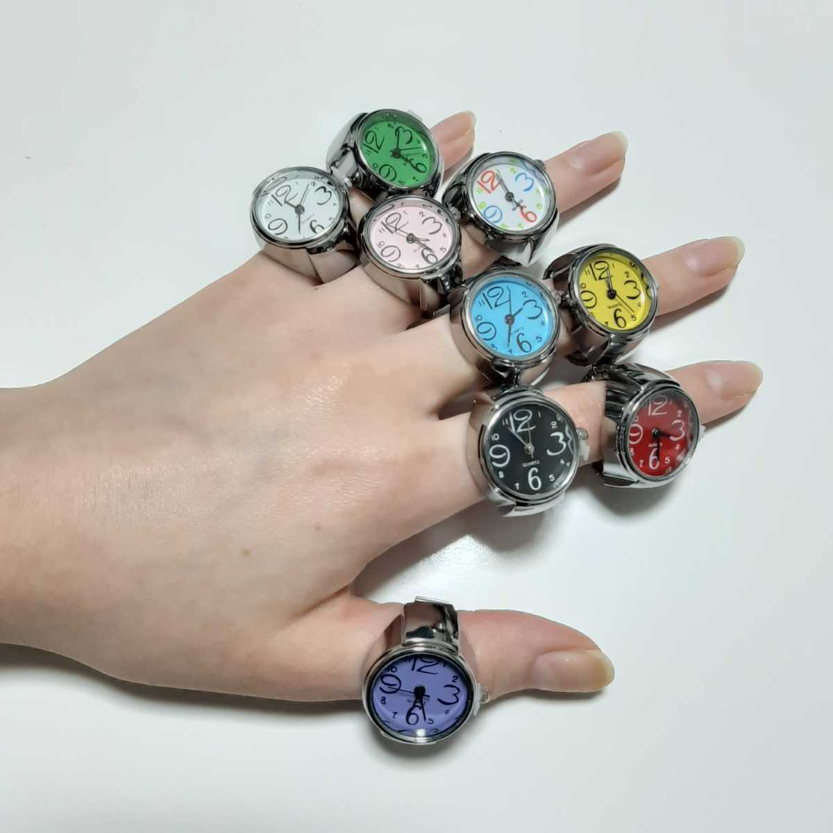 最高品質の 新品 未使用 指輪 時計 シンプル 9色対応 青 45