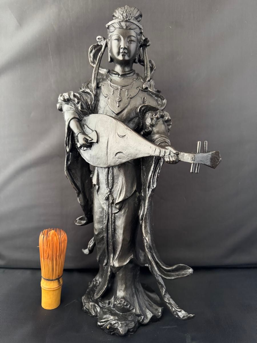 弁財天 七福神 在銘 芳山 銅製 ブロンズ 彫刻 金運 置物 風水