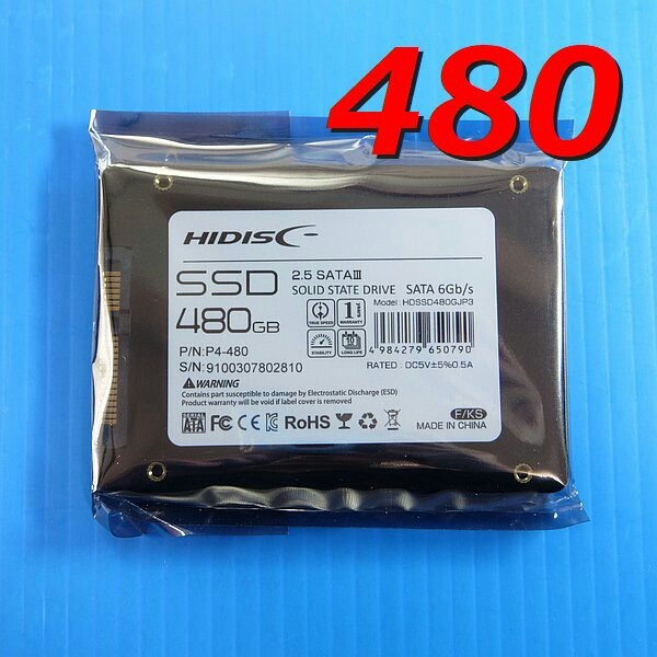 【SSD 480GB】HIDISC HDSSD480GJP3 w/Mount