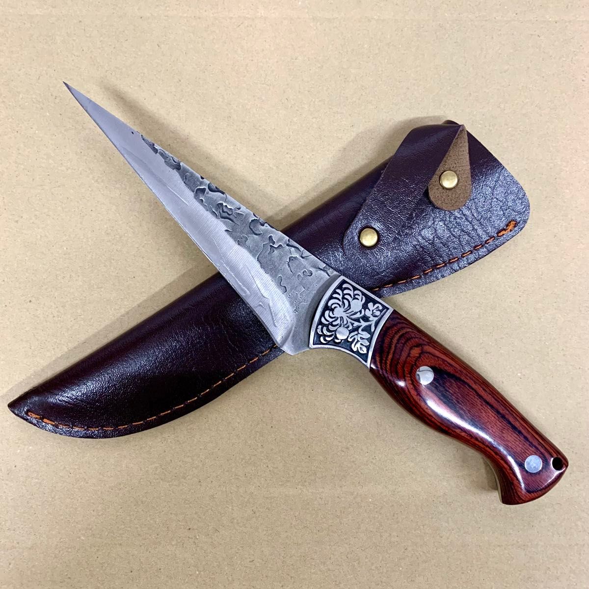 骨切り包丁 ステンレス鋼 木製ハンドル カバー付ナイフ キャンプ