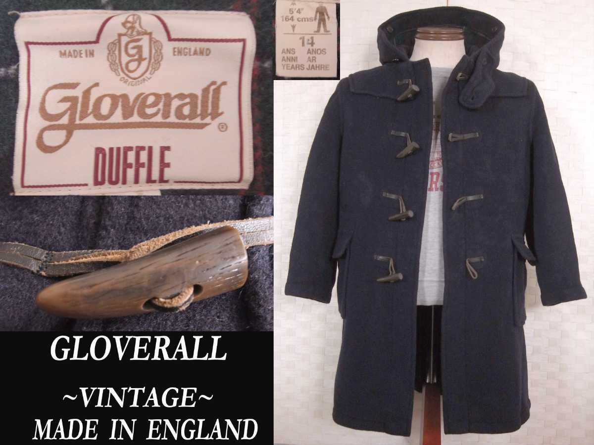 80sビンテージ GLOVERALL ダッフルコート England 英国製 NAVY チンストラップ付き vintage グローバーオール Duffle ラルフ Brooks モデル