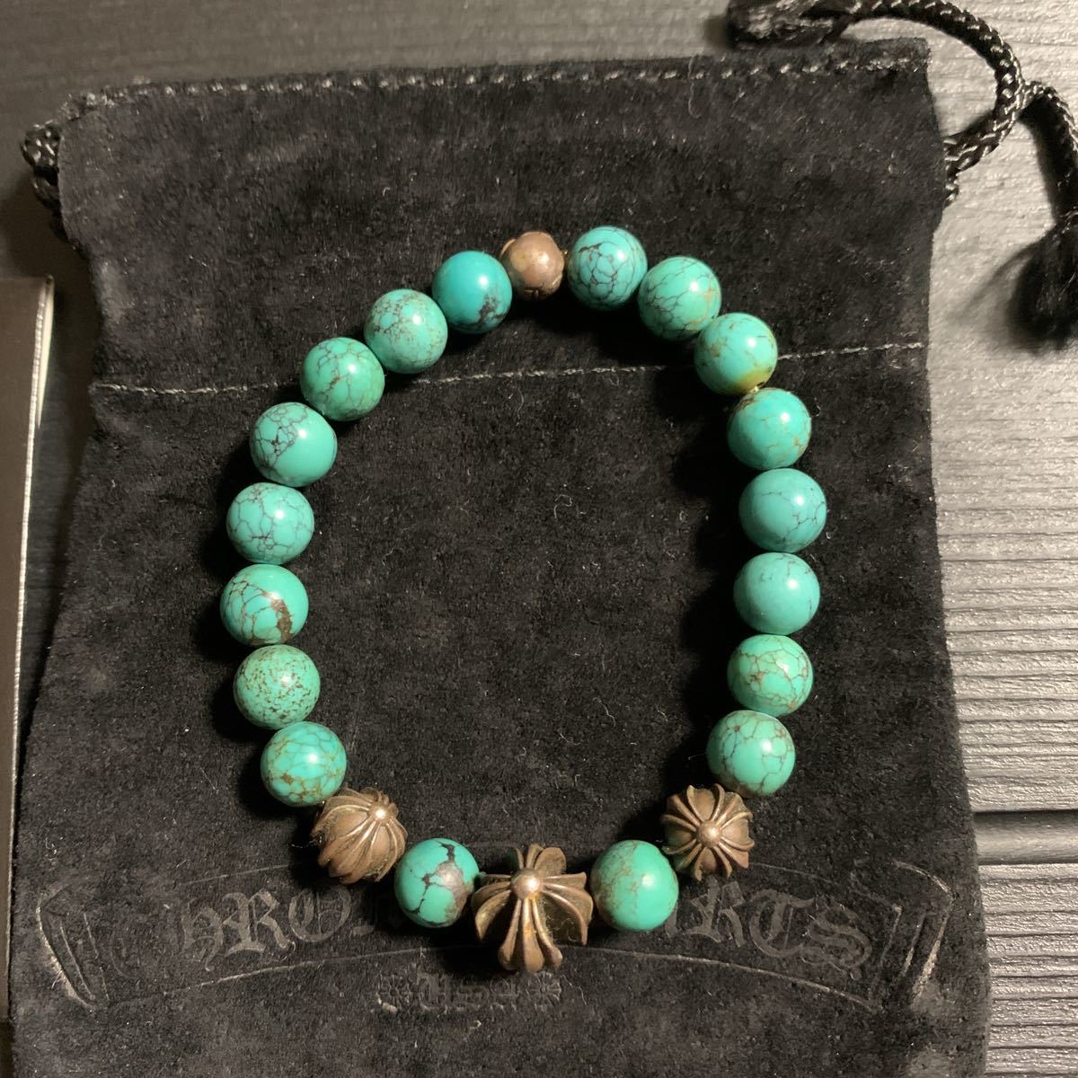 CHROME HEARTS ビーズブレスレット ターコイズ 8㎜ キムタク着 CHROME HEARTS ビーズブレスレット ターコイズ 8㎜ キムタク着