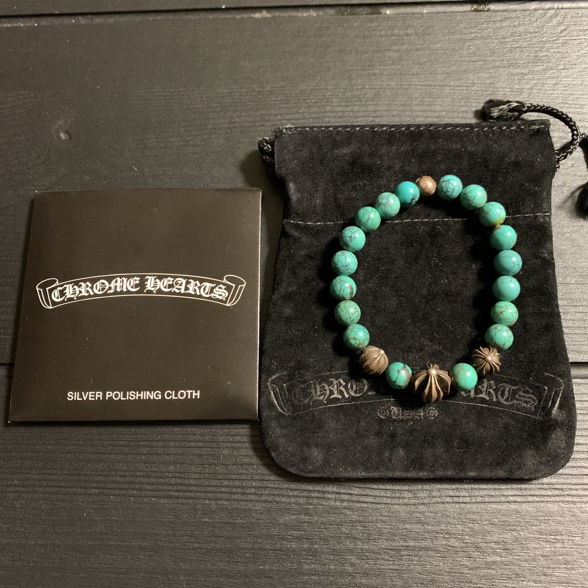 CHROME HEARTS ビーズブレスレット ターコイズ　8㎜　キムタク着