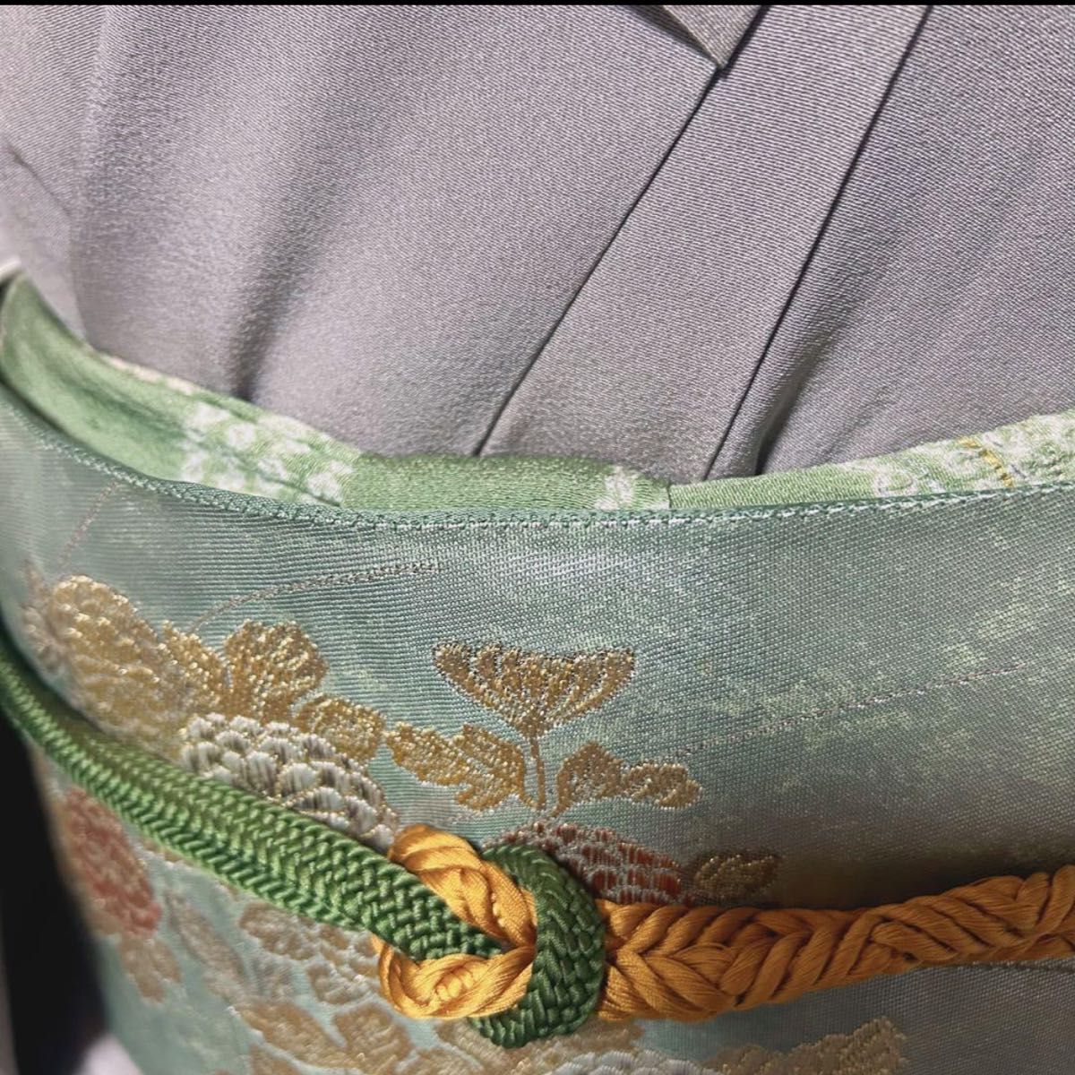 美品 袷 正絹 訪問着 フルセット 4点 西陣唐織漆箔袋帯 帯締め 帯揚げ