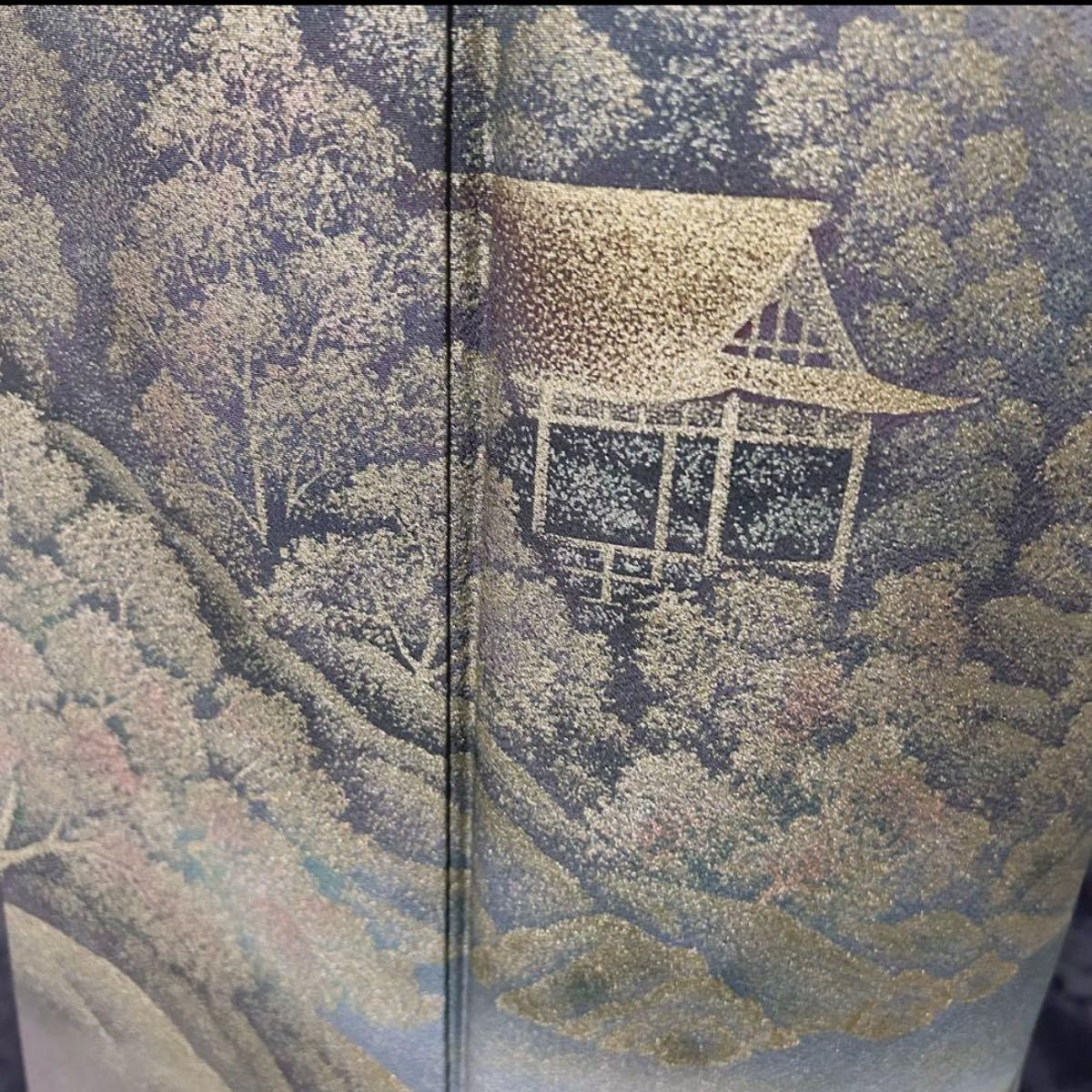 美品 袷 正絹 訪問着 フルセット 4点 西陣唐織漆箔袋帯 帯締め 帯揚げ