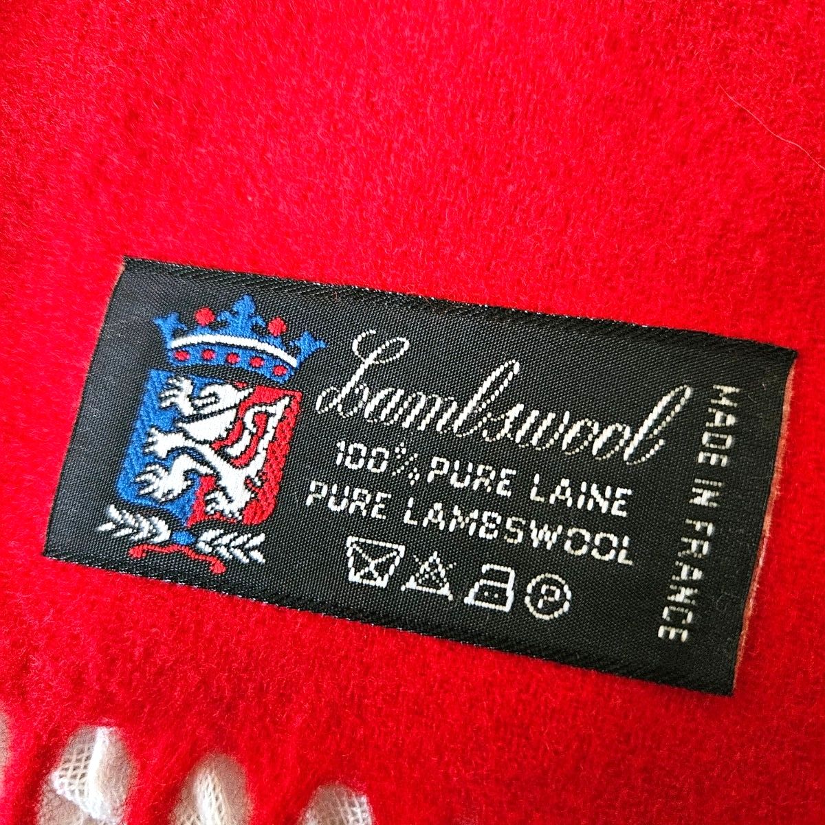 MCM マフラー ラムウール 赤 レッド フリンジ ロゴ刺繍｜Yahoo!フリマ