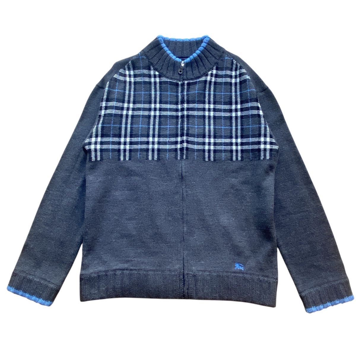 【美品】バーバリーブラックレーベル　ニット・セーター・ノヴァチェック・フルジップ バーバリーブラックレーベル BURBERRY BLACK LABEL ニット セーター