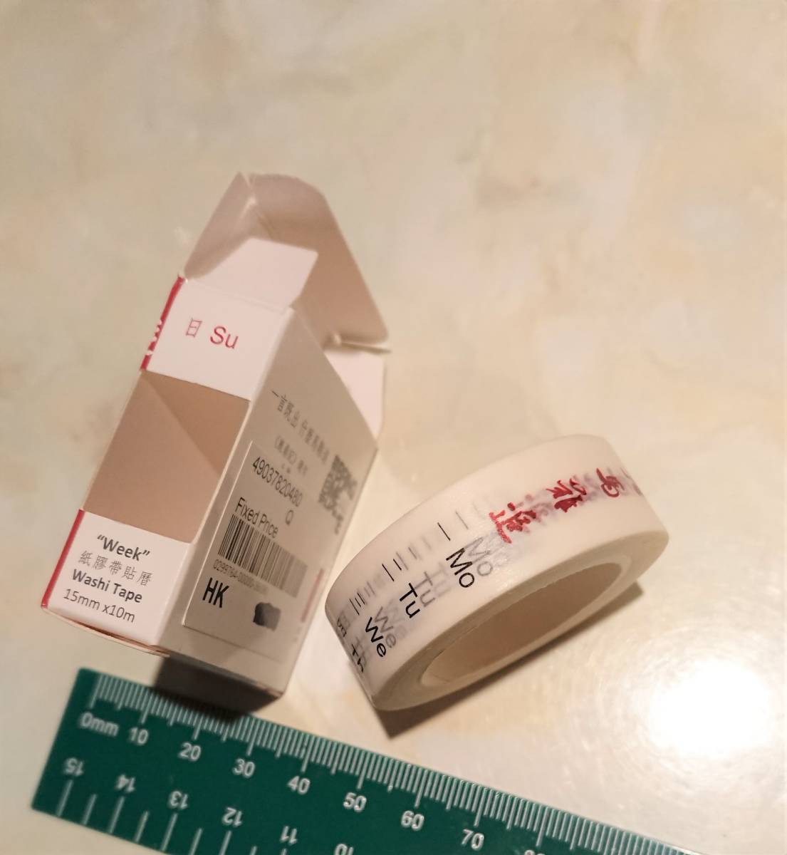 ☆香港の和紙マステ15㎜×10m ”Week”紙膠帯貼暦 海外HKマスキングテープ_画像2