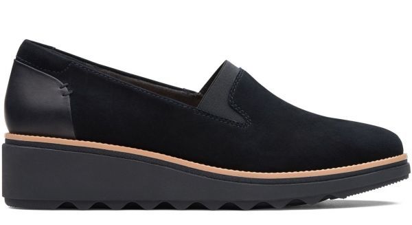 送料無料 Clarks 23cm フラット ウエッジ ローファー バレエ レザー ブラック ファーマル パンプス オフィス スニーカー ブーツ RR37_画像2